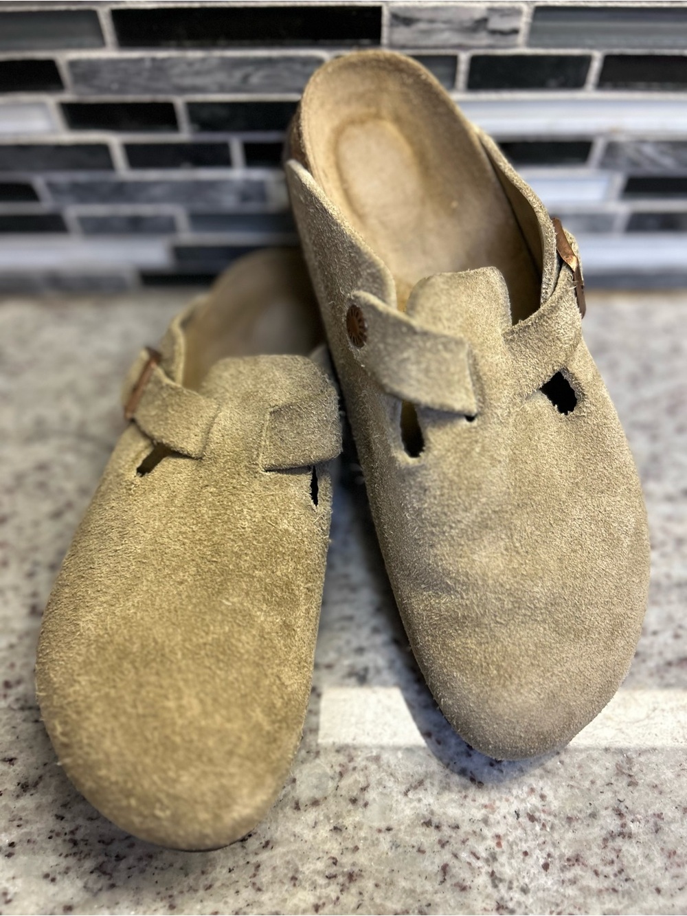 Birkenstock Boston Suede Slip-On Clog in Tan - size 6 (37)